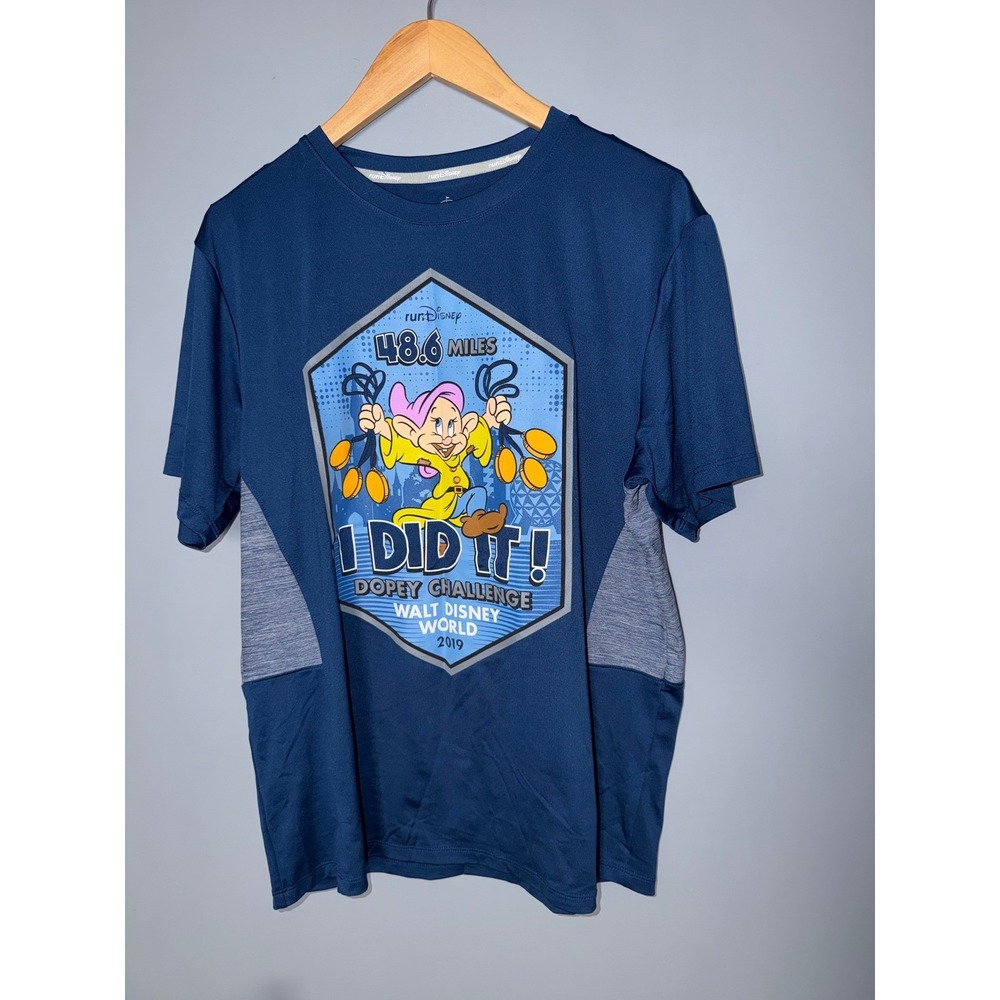 Disney Run Dopey Challenge 48.6 Miles‎ Finisher T Shirt Adult Medium Blue